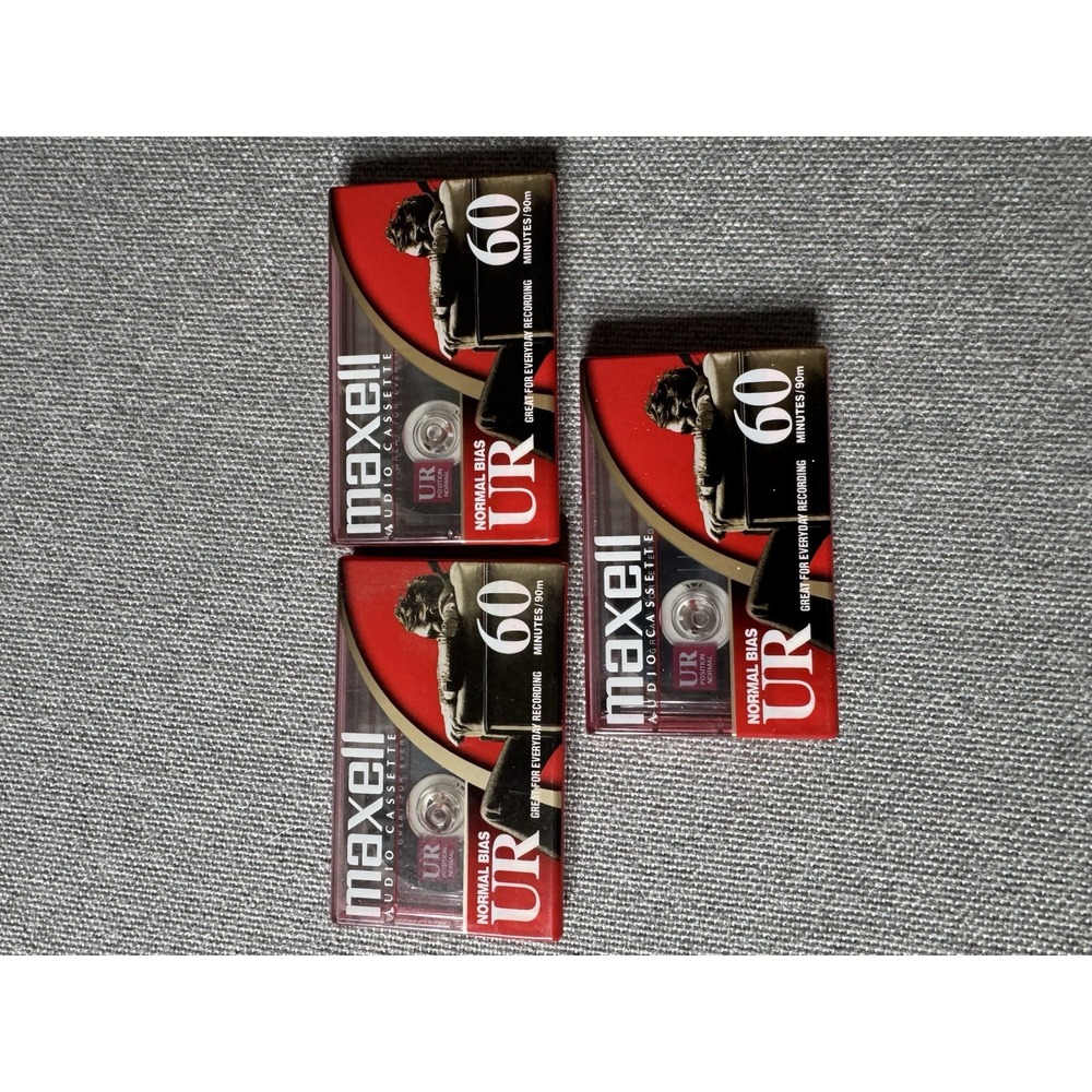 Maxell UR-90 Normal-Bias Blank Cassette Tapes Lot of 3 Factory Sealed Vintage.